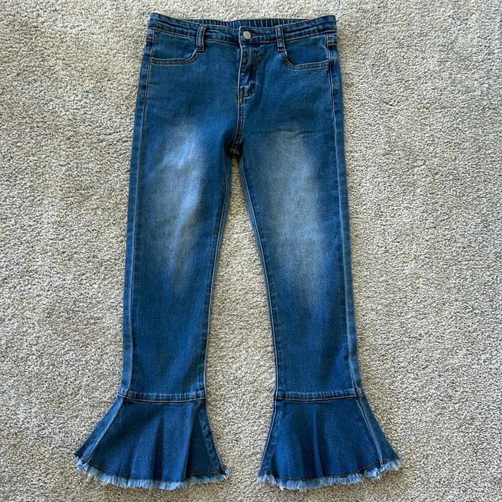 Girls Hayden Cropped Frill Flare Jeans